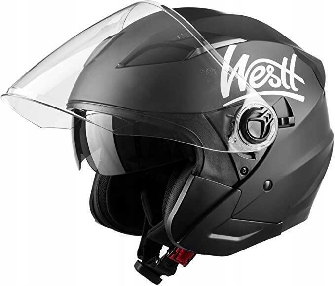 WESTT JET KASK MOTOCYKLOWY CZARNY MATOWY z podwójnym wizjerem ROZ. L 9065