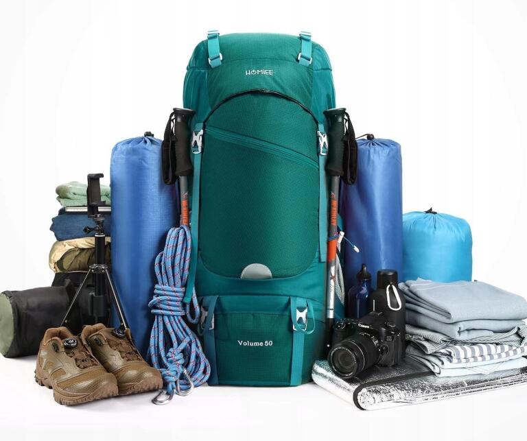 Praktyczny POJEMNY Plecak turystyczny HOMIEE 50L GREEN 41-60 l zielony 3036 (2)