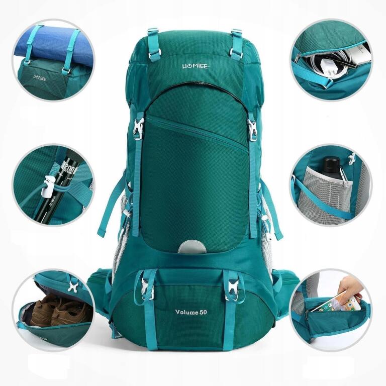 Praktyczny POJEMNY Plecak turystyczny HOMIEE 50L GREEN 41-60 l zielony 3036 (3)