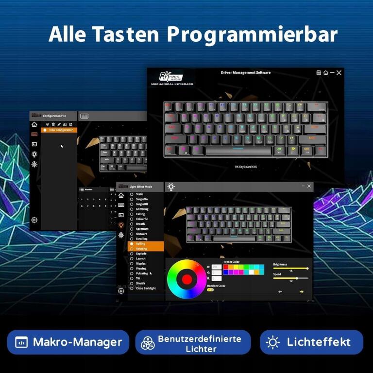 RK61 klawiatura gamingowa RGB, bezprzewodowa/Bluetooth mechaniczna 2799 (6)