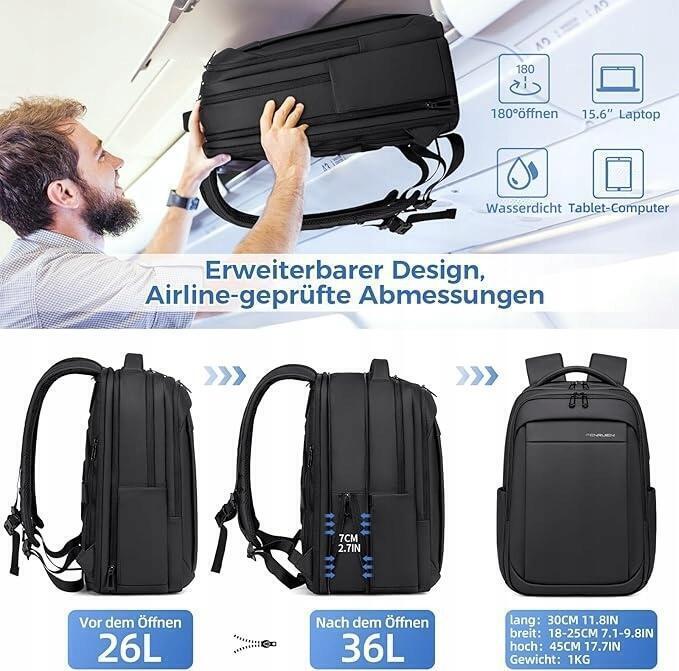 Plecak na laptopa 15,6 16,4 rozszerzalny wodoodporny i antykradzieżowy 1387 (4)