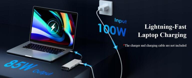 Stacja dokująca 12w1 hub USB C Dell/HP/MacBook 4K@144Hz 2×HDMI 4×USB 6728 (6)