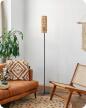 EDISHINE Lampa stojąca LED do salonu z abażurem z tkanej liny 9659 (2)