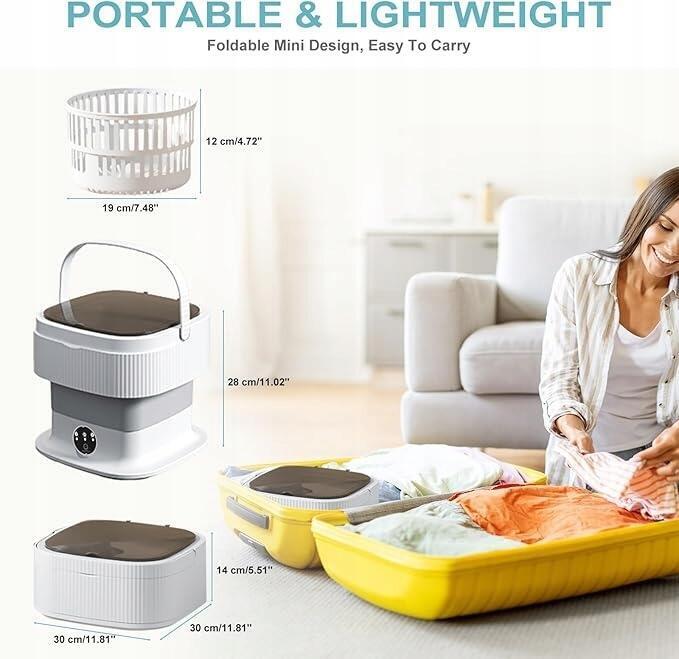 Mini Pralka z wirówką - Mała, przenośna pralka - Składana 60W 5377 (5)