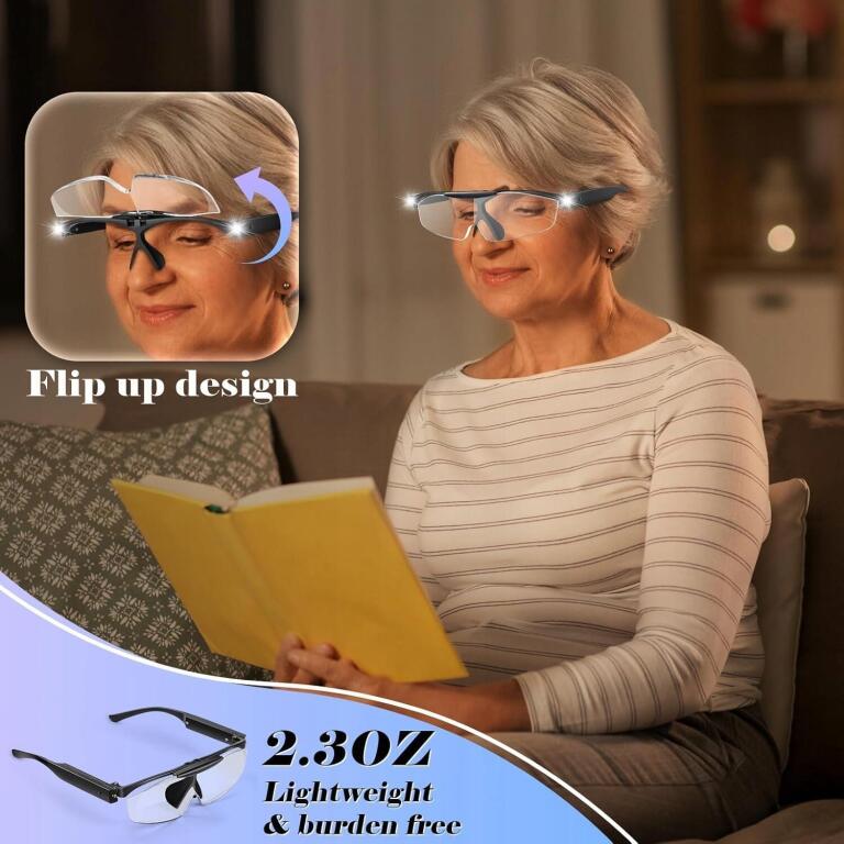 NZQXJXZ 300% okulary z lupą ze światłem, ładowane przez USB 7797 (2)