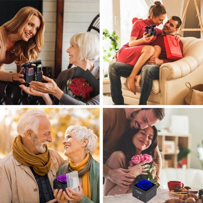 WIECZNA RÓŻA W SZKATUŁCE ZE SREBRNYM NASZYJNIKIEM, IDEALNY PREZENT 2073 (6)