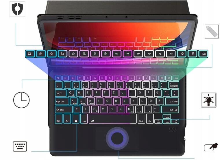 ETUI z klawiaturą ROOFEI Galaxy Tab S9 FE/S9 Plus 12,4 cala 5981 (8)