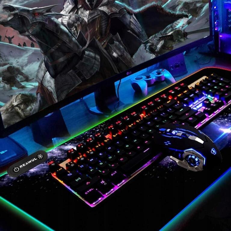 Gamingowa Duża podkładka pod mysz RGB 14 trybów antypoślizgowa 800x300 5213 (2)