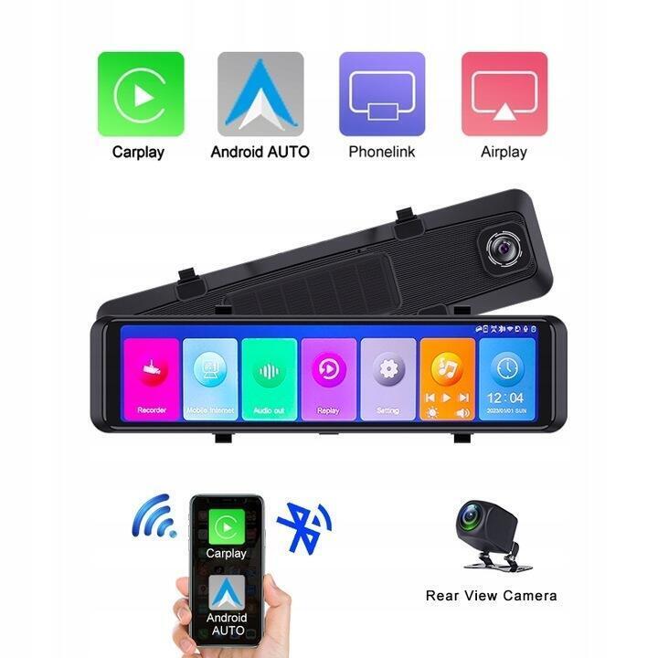 Lusterko 12 Wideorejestrator jazdy Kamera Android Auto Carplay 4K 1383 (4)