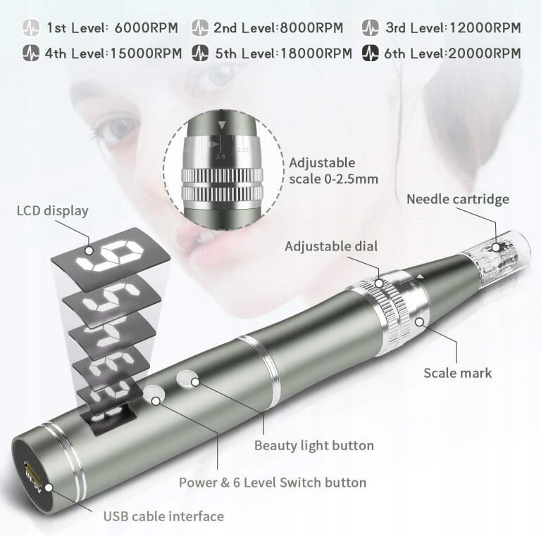 Pen długopis z mikroigłami naprawa skóry 0-2,5mm 7091 (2)
