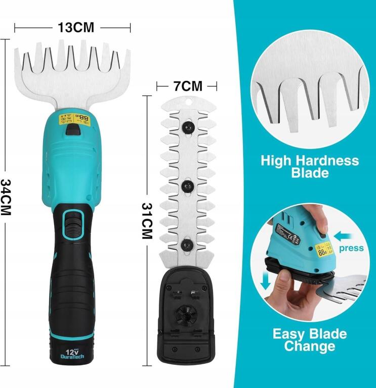 DURATECH Nożyce 2w1 Akumulatorowe 12V Teleskopowe 126cm Ostrze 160mm 4877 (2)