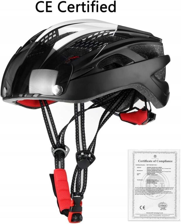 ŚWIETNY Kask rowerowy Shinmax r. M doskonała OCHRONA z światłem LED 3518 (4)