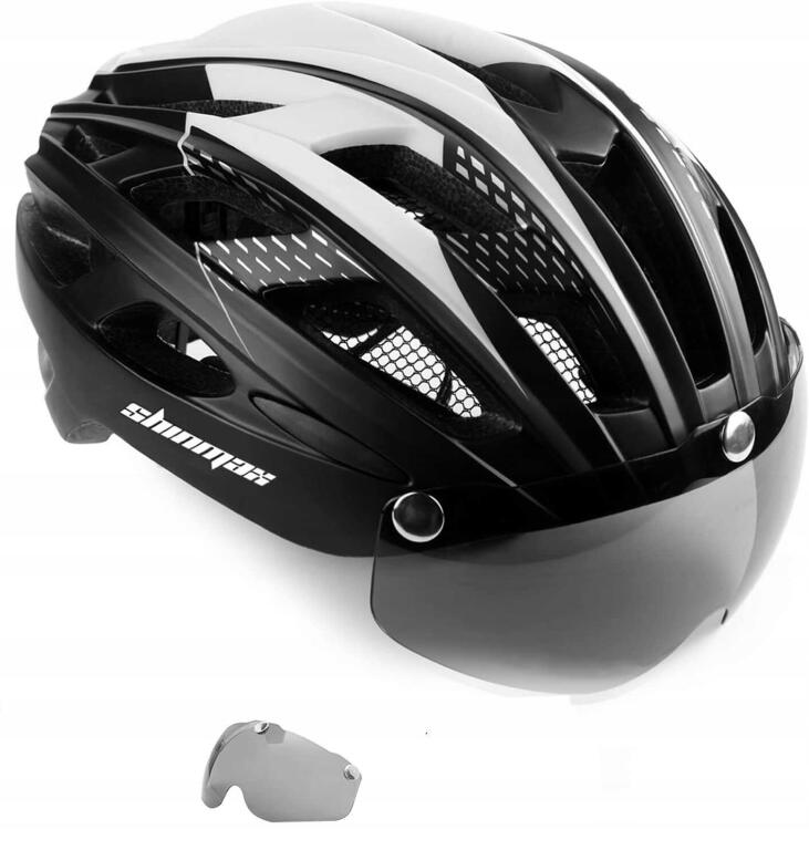 ŚWIETNY Kask rowerowy Shinmax r. M doskonała OCHRONA z światłem LED 3518 (2)