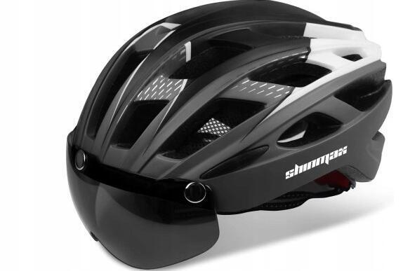 ŚWIETNY Kask rowerowy Shinmax r. M doskonała OCHRONA z światłem LED 3518 (6)