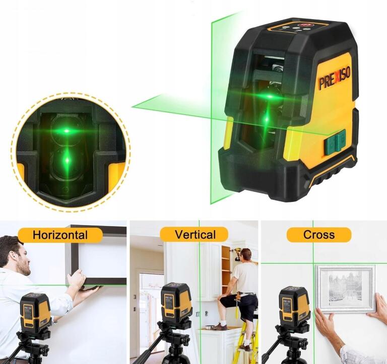 Poziomica laserowa PREXISO ze statywem 30 m z zielona linią krzyżową 2464 (5)