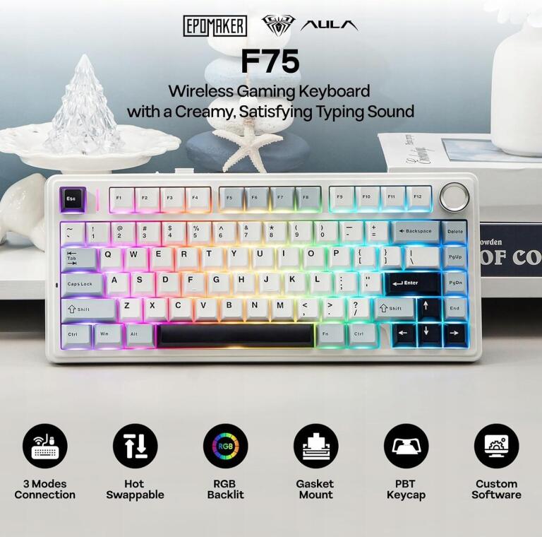Klawiatura mechaniczna AULA F75 75% gamingowa Bluetooth/bezprzewodowa 8329 (2)