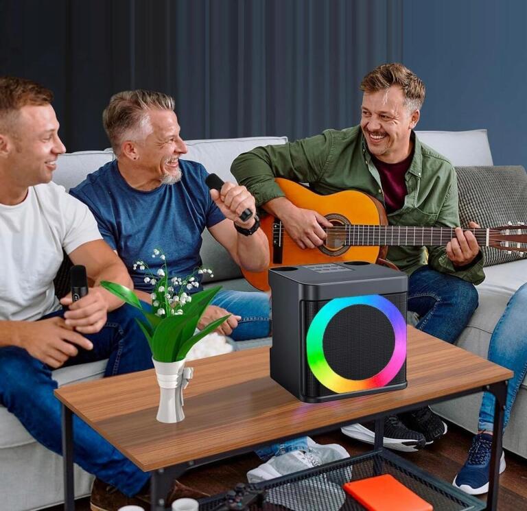 Świetny zestaw Karaoke EASJOY 2x Mikrofon RGB Głośnik UHF Impreza HIT 2126 (2)