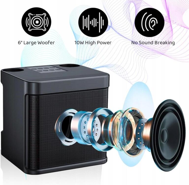 Świetny zestaw Karaoke EASJOY 2x Mikrofon RGB Głośnik UHF Impreza HIT 2126 (6)