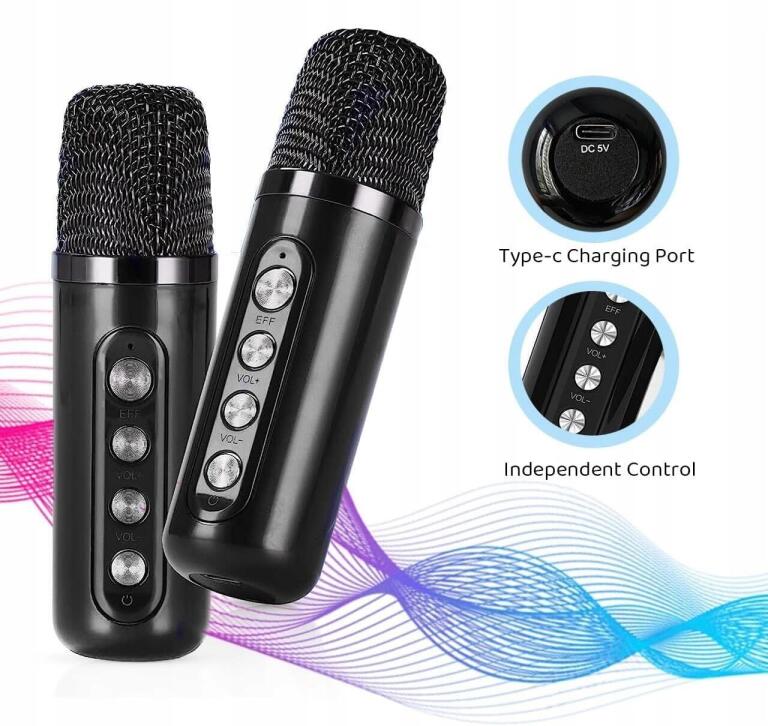Świetny zestaw Karaoke EASJOY 2x Mikrofon RGB Głośnik UHF Impreza HIT 2126 (5)