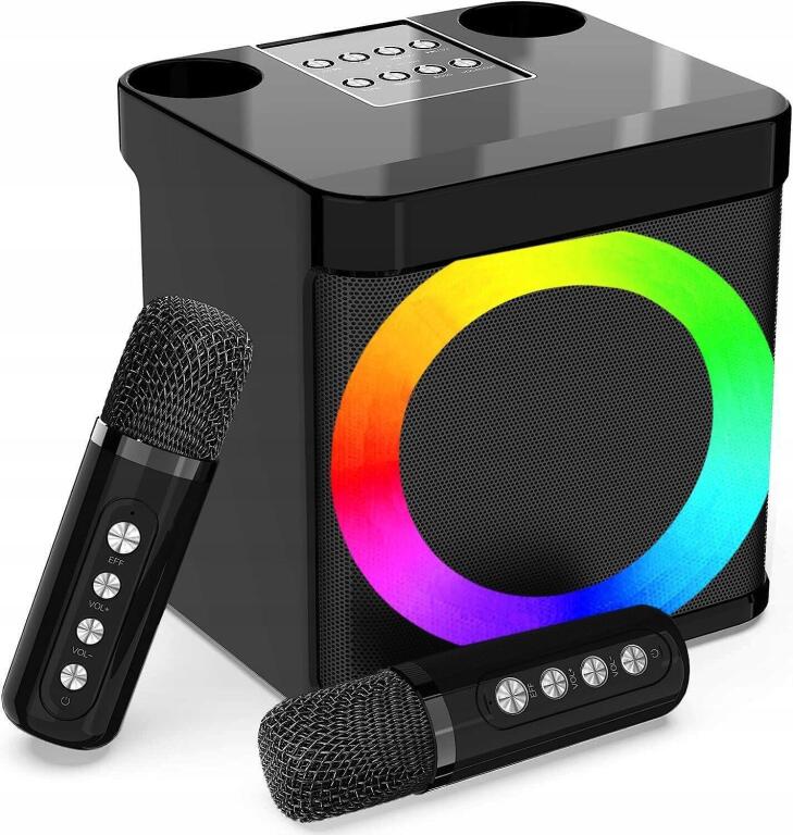Świetny zestaw Karaoke EASJOY 2x Mikrofon RGB Głośnik UHF Impreza HIT 2126