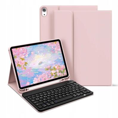 Etui z klawiaturą do iPad 11 gen różowa magnetyczna klawiatura Bluetooth