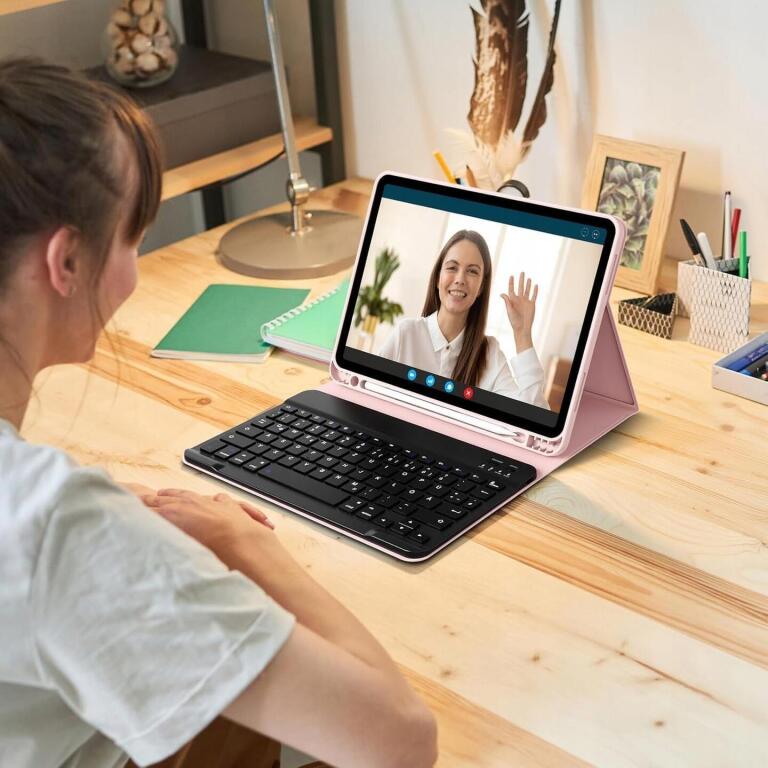 Etui z klawiaturą do iPad 11 gen różowa magnetyczna klawiatura Bluetooth (6)