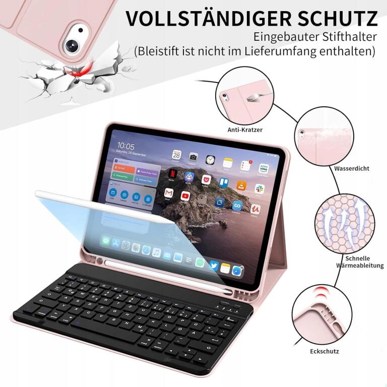 Etui z klawiaturą do iPad 11 gen różowa magnetyczna klawiatura Bluetooth (2)