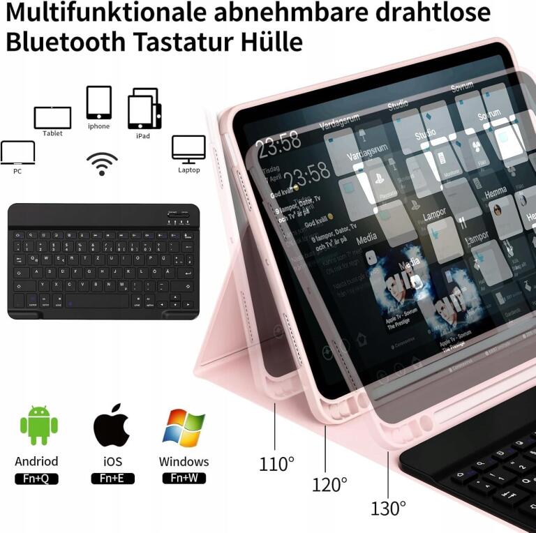 Etui z klawiaturą do iPad 11 gen różowa magnetyczna klawiatura Bluetooth (3)