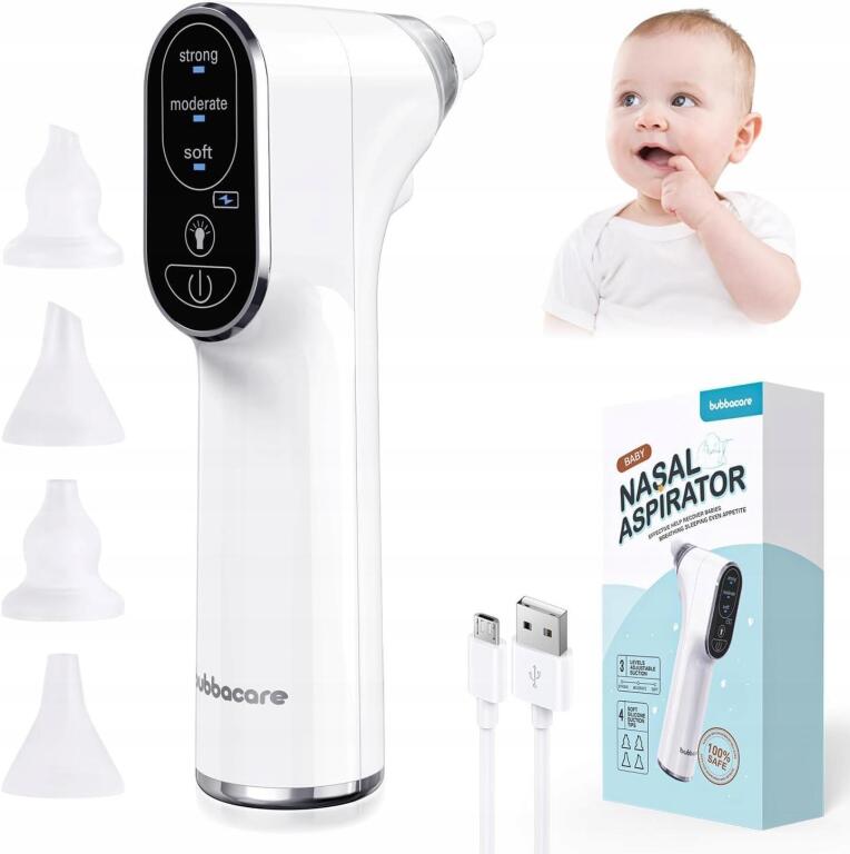 Aspirator do nosa dla dzieci Bubbacare z diodą LED + 4 końcówki