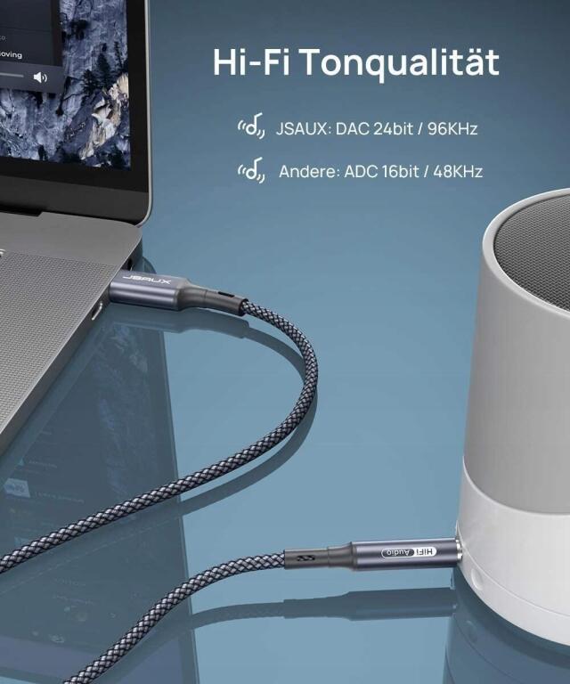 JSAUX Adapter Kabel USB C na Aux Jack 3,5mm 1m 4248 (3)
