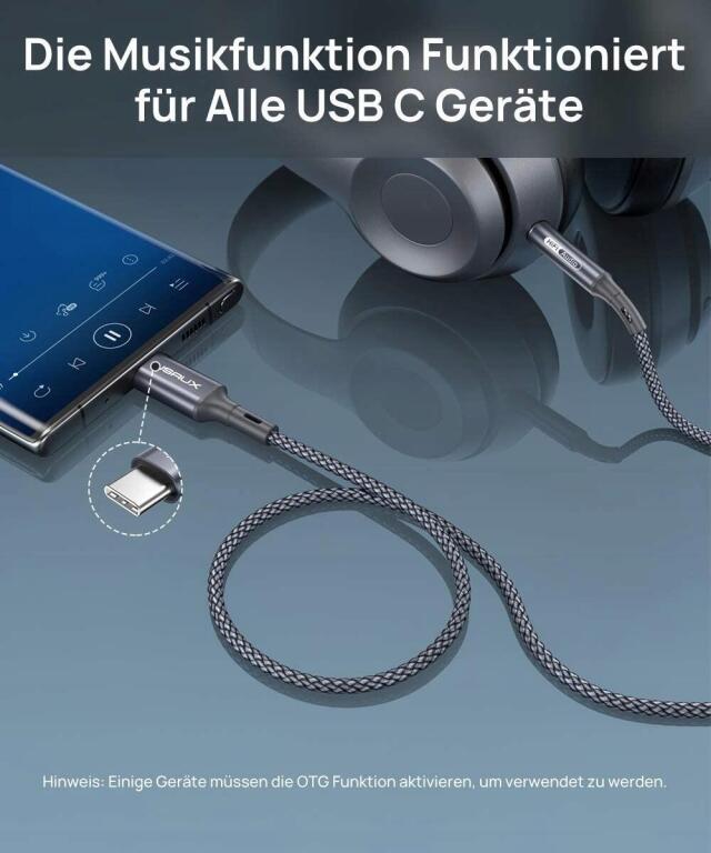 JSAUX Adapter Kabel USB C na Aux Jack 3,5mm 1m 4248 (2)