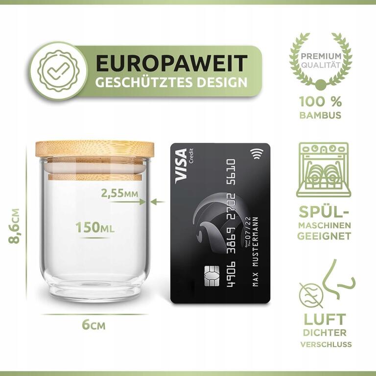 Szklane pojemniki słoiki na przyprawy 150 ml zestaw 12 sztuk +naklejki 0723 (2)