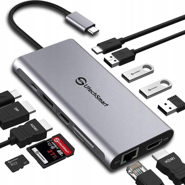 Stacja dokująca UtechSmart 12 w 1 Hub USB-C z 2 HDMI, 4xUSB 5186P