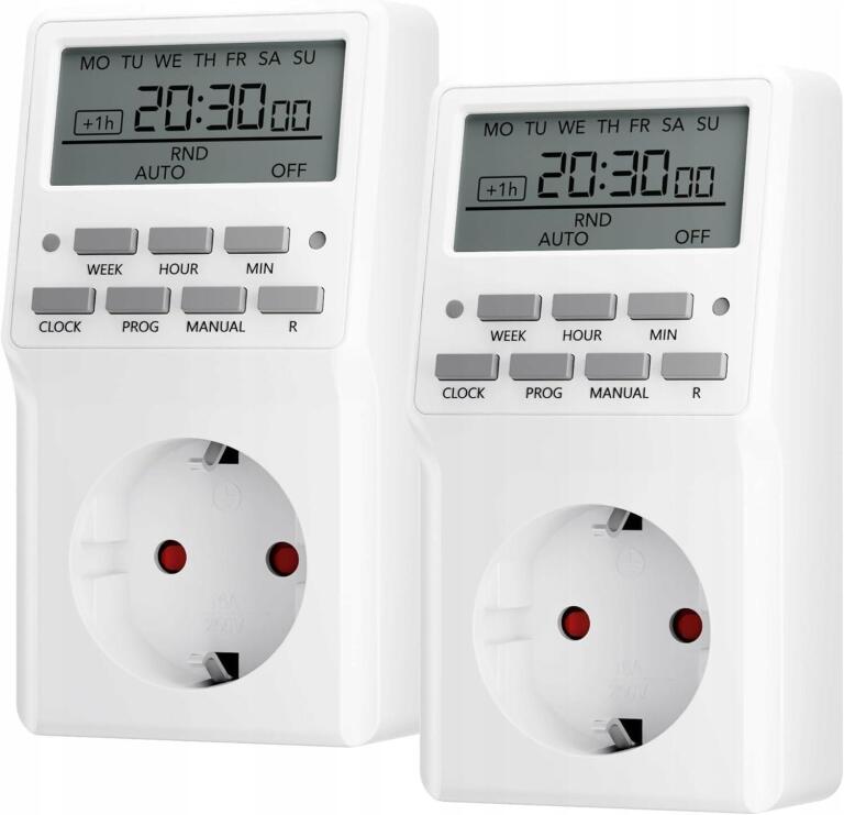 ZESTAW 2szt Programator czasowy HBN 3680W 16A LCD timer gniazdko 1115