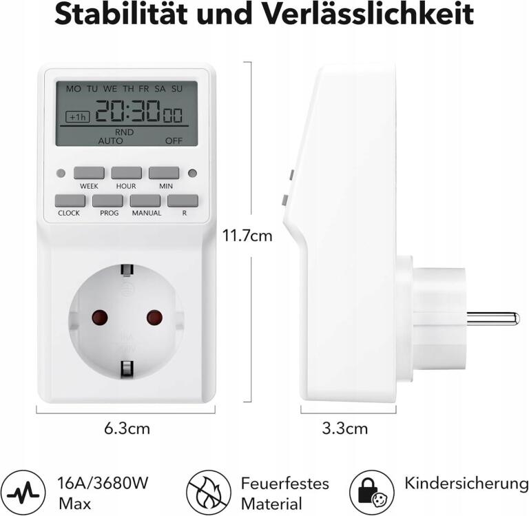 ZESTAW 2szt Programator czasowy HBN 3680W 16A LCD timer gniazdko 1115 (5)
