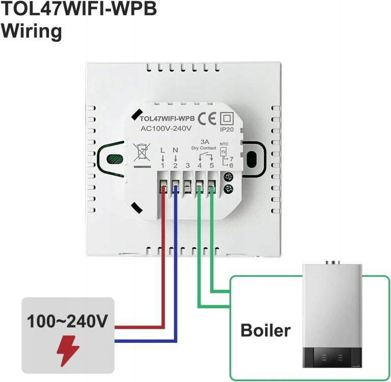 Inteligentny termostat Beok Tuya ścienny Wi-FiAlexa, Google TOL47WIFI 1985 (2)