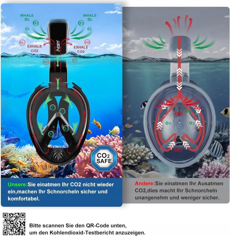 Maska do snorkelingu dla dorosłych zabezpieczona przed CO2 rozmiar L 0588 (2)