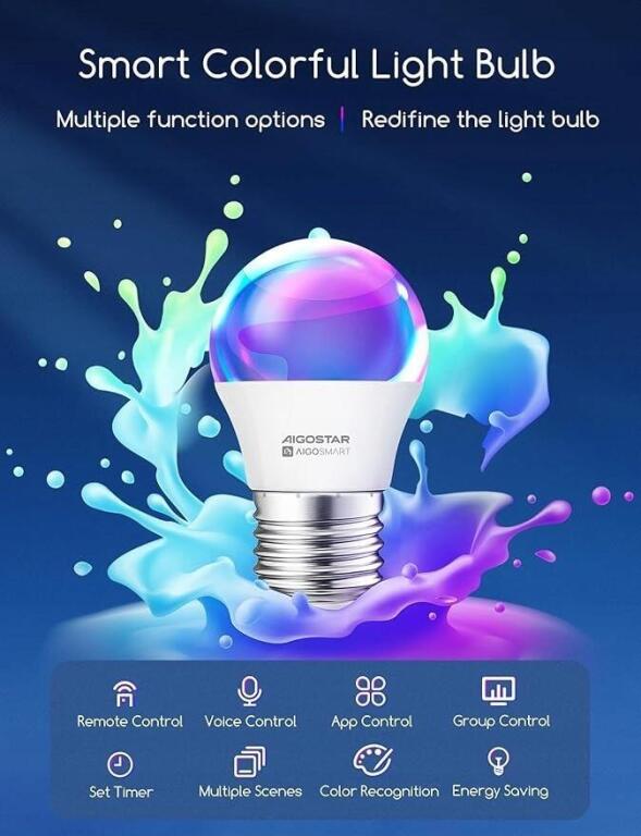 J9722 Aigostar Inteligentna Żarówka LED, E27 6,5W 555lm Zestaw 6 szt. 5623 (2)