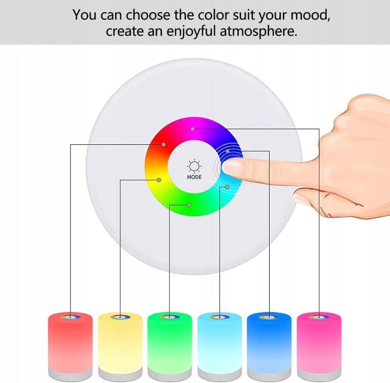 Inteligentna lampka LED nocna zmiana kolorów 256 RGB 7568 (4)