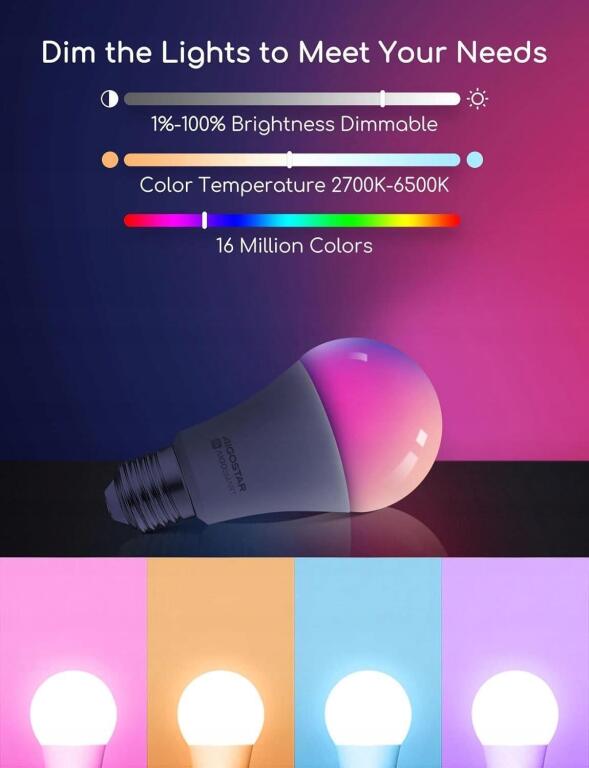 Zestaw 6 Inteligentnych żarówek RGB 9W działające na wifi 7688 (3)