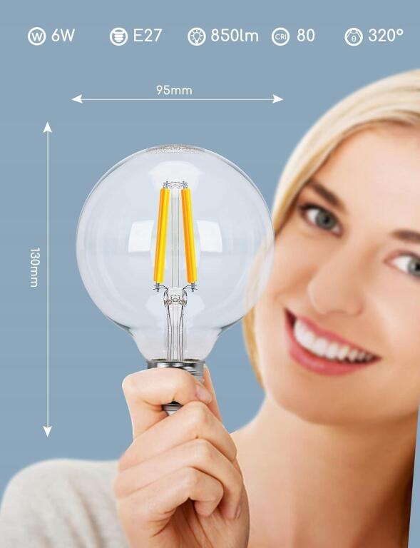 Żarówka LED E27 150 lumenów, kula przezroczysta G95 3985 (2)