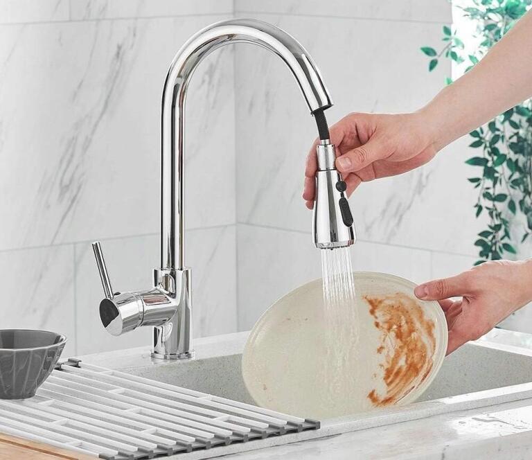 Heable Kran Bateria Kuchenna Chrom z Wyciąganą Wylewką Obrót 360° 1396 (5)