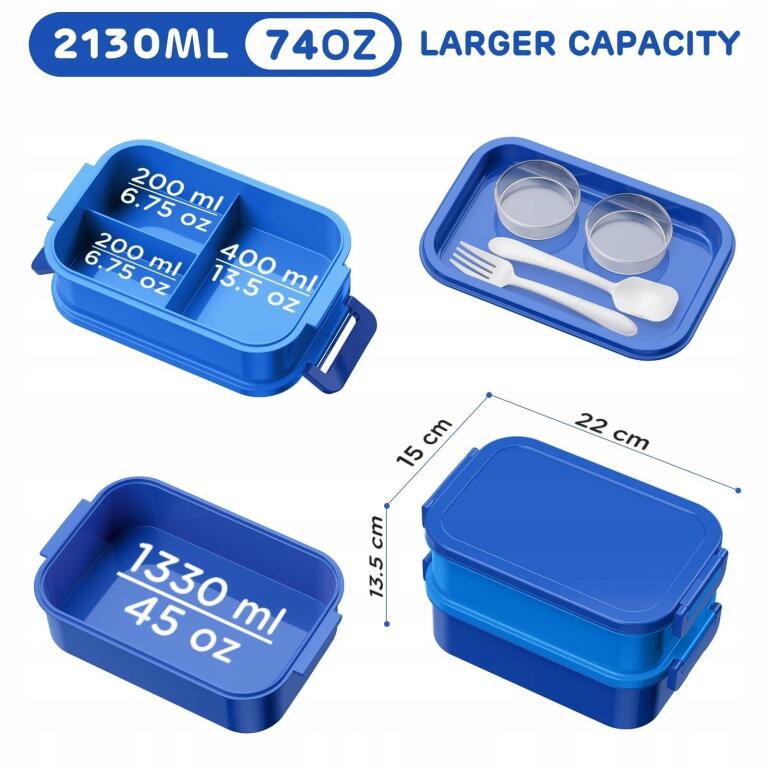WAYEEE Pojemnik Na Lunch 2130ml Bento Box Dla Dzieci i Dorosłych 1463 (2)