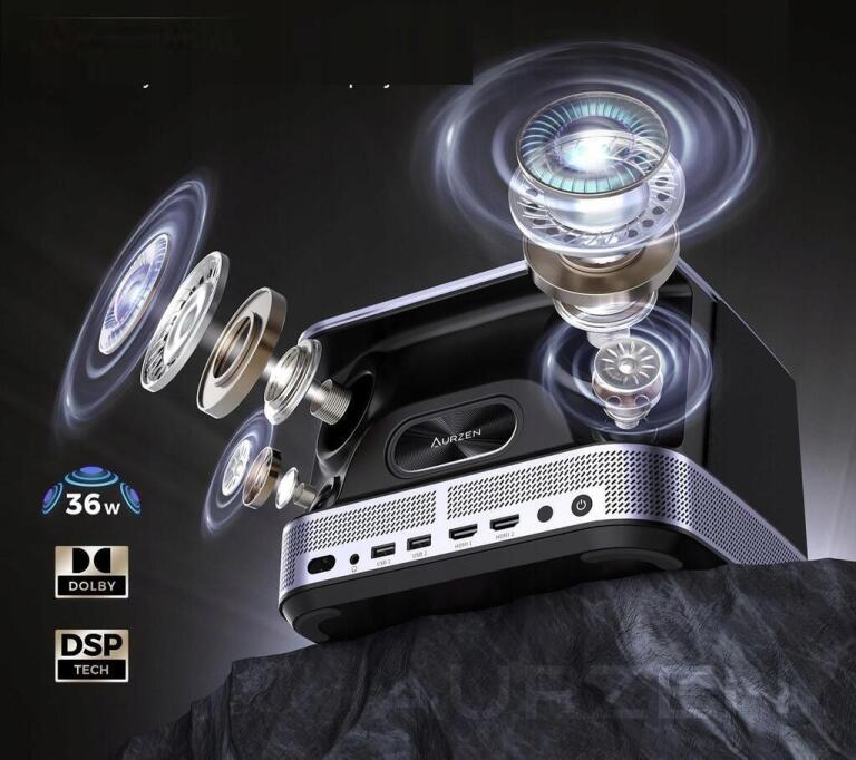 Projektor AURZEN BOOM3 4K Bluetooth Netflix YouTube Dobly Audio 60Hz 2486 (6)