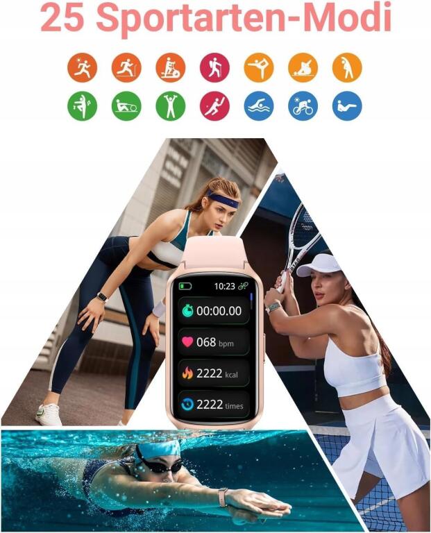 ZEGAREK FITNESS TRACKER HD 1,47 CALA 25 TRYBÓW DAMSKI H091 1261 (3)