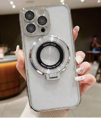 Przeźroczysty Case iPhone 15 pro z srebrną otoczką Kathy Tech 1180