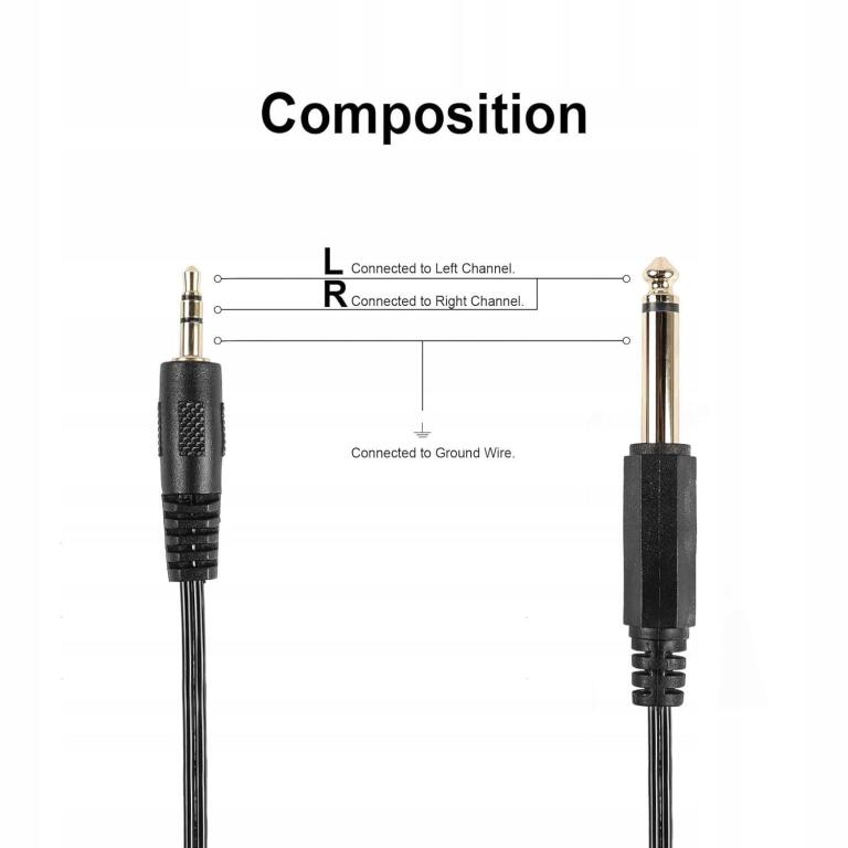 PNGKNYOCN Kabel spiralny audio TRS 3,5 mm, audio stereo 6,35 mm 1074 (4)