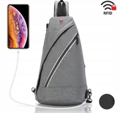 Plecak typu crossbody w odcieniach szarości 0037