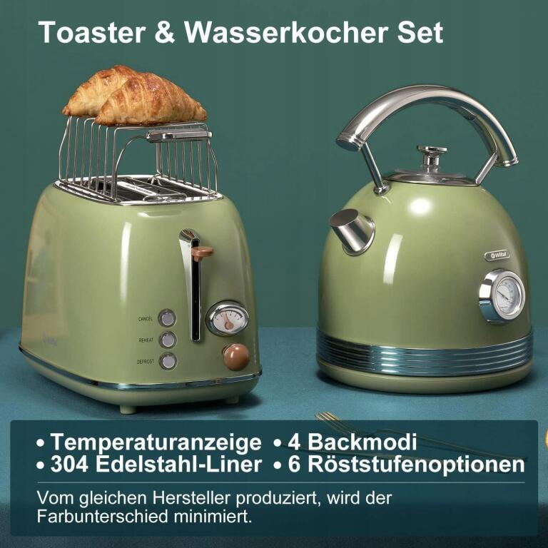 Świetny Vintage zestaw tostera oraz czajnika z stali nierdzewnej 2200W 3643 (2)