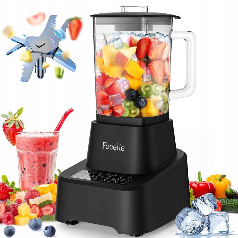 Facelle Elektryczny blender kuchenny Szklany o pojemności 1,6 l 1673NB